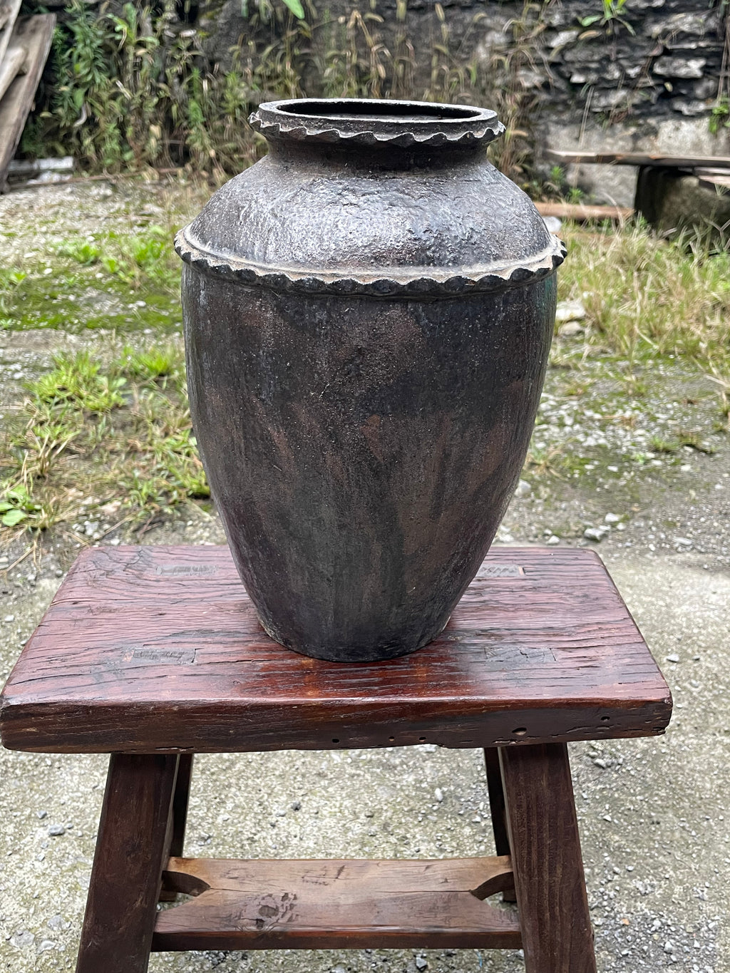 Vintage Chinese Black Pottery Storage Jar |One-of-a-Kind Rural Find