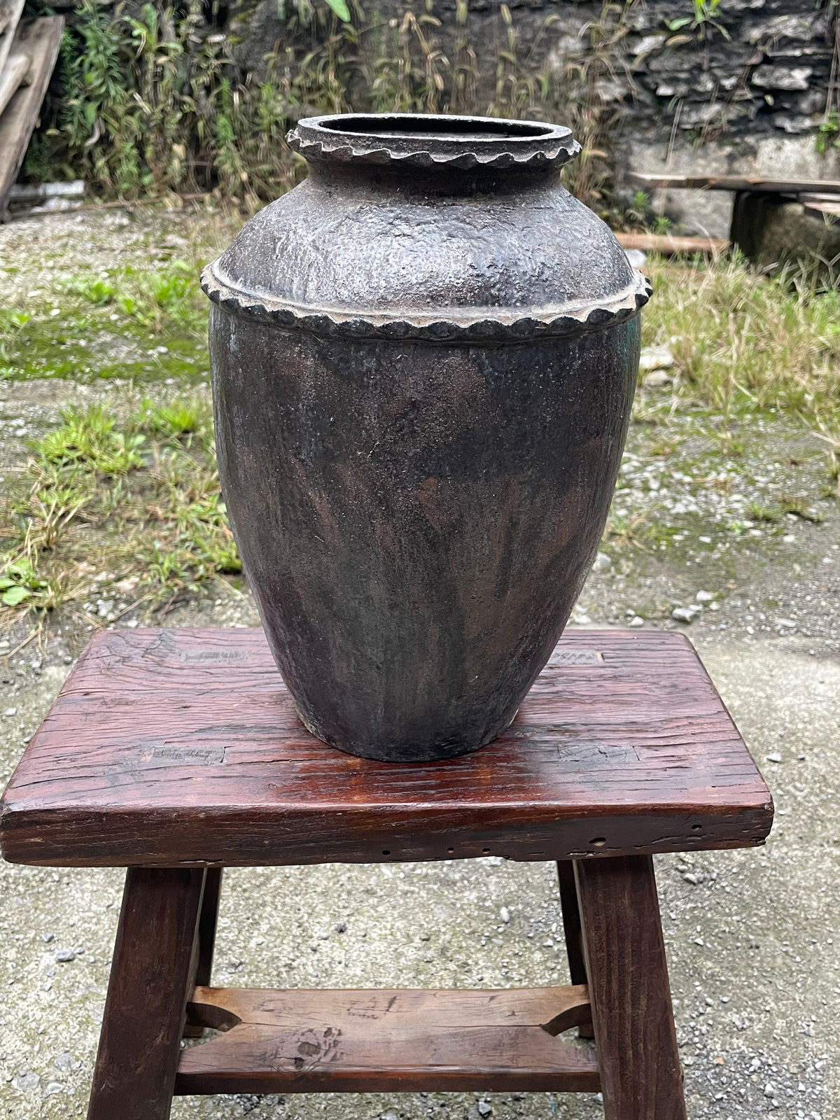 Vintage Chinese Black Pottery Storage Jar |One-of-a-Kind Rural Find