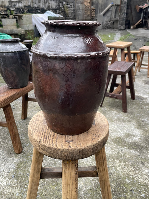 Vintage Chinese Black Pottery Storage Jar |One-of-a-Kind Rural Find