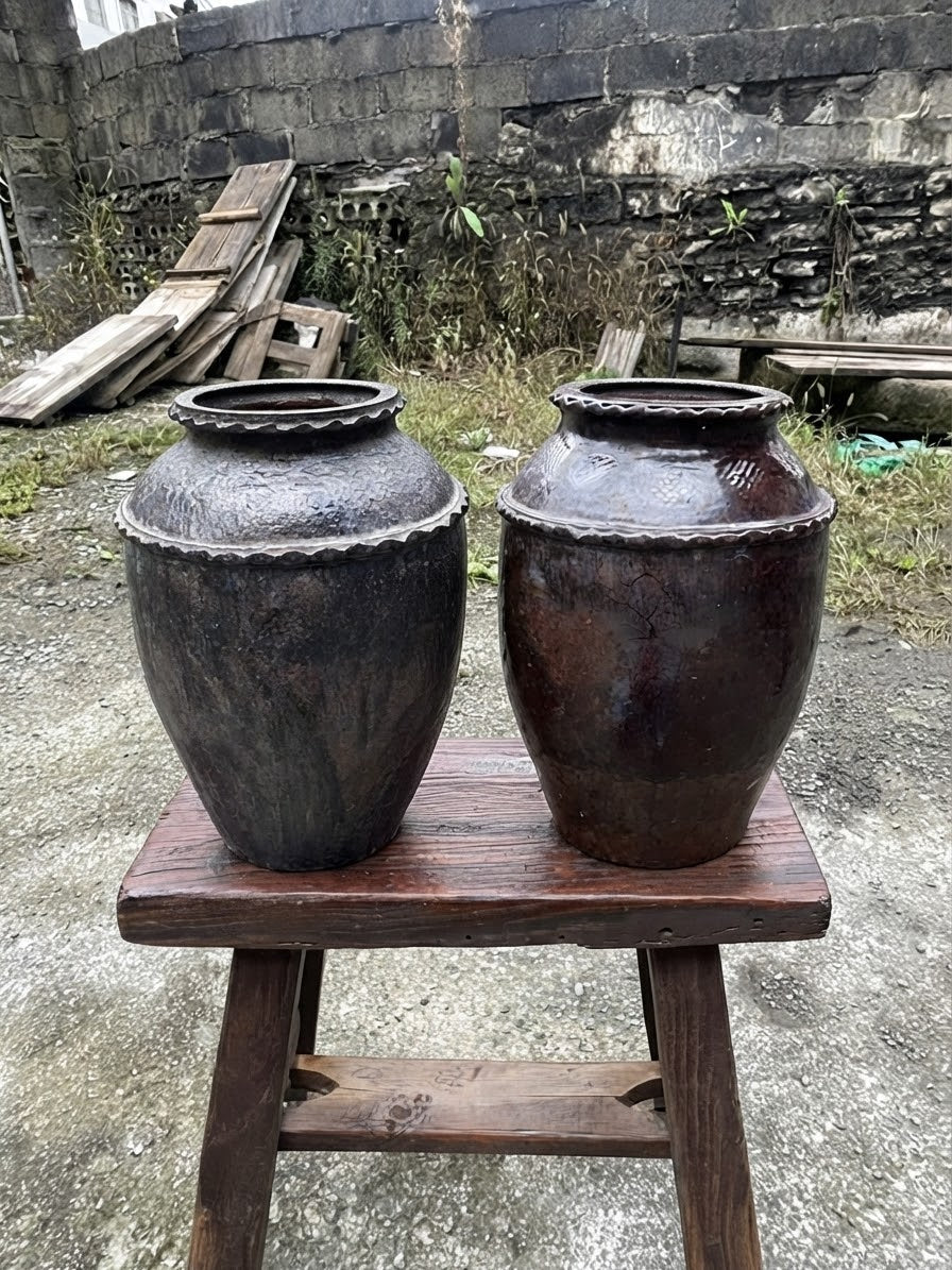Vintage Chinese Black Pottery Storage Jar |One-of-a-Kind Rural Find