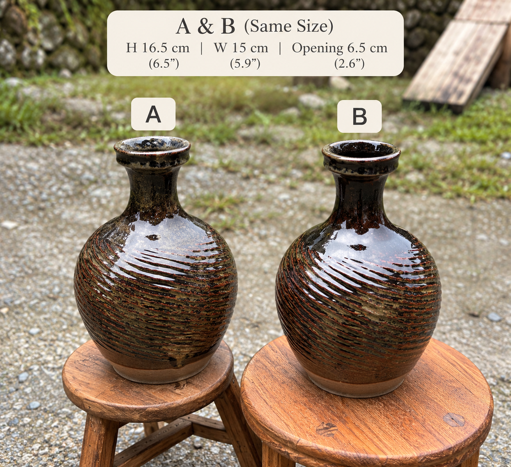 Handcrafted Vintage Chinese Primitive Pottery Jar, Wabi-Sabi Terracotta Vase with Textured Waves, One-of-a-Kind Rustic Home Decor, Asian Antique Art Piece