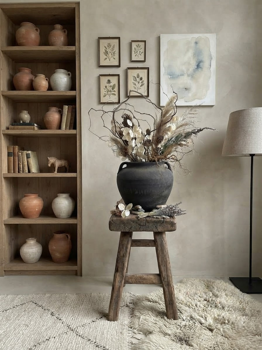 Rustic Chinese Two-Handle Pottery Jars | Wabi-Sabi Decor