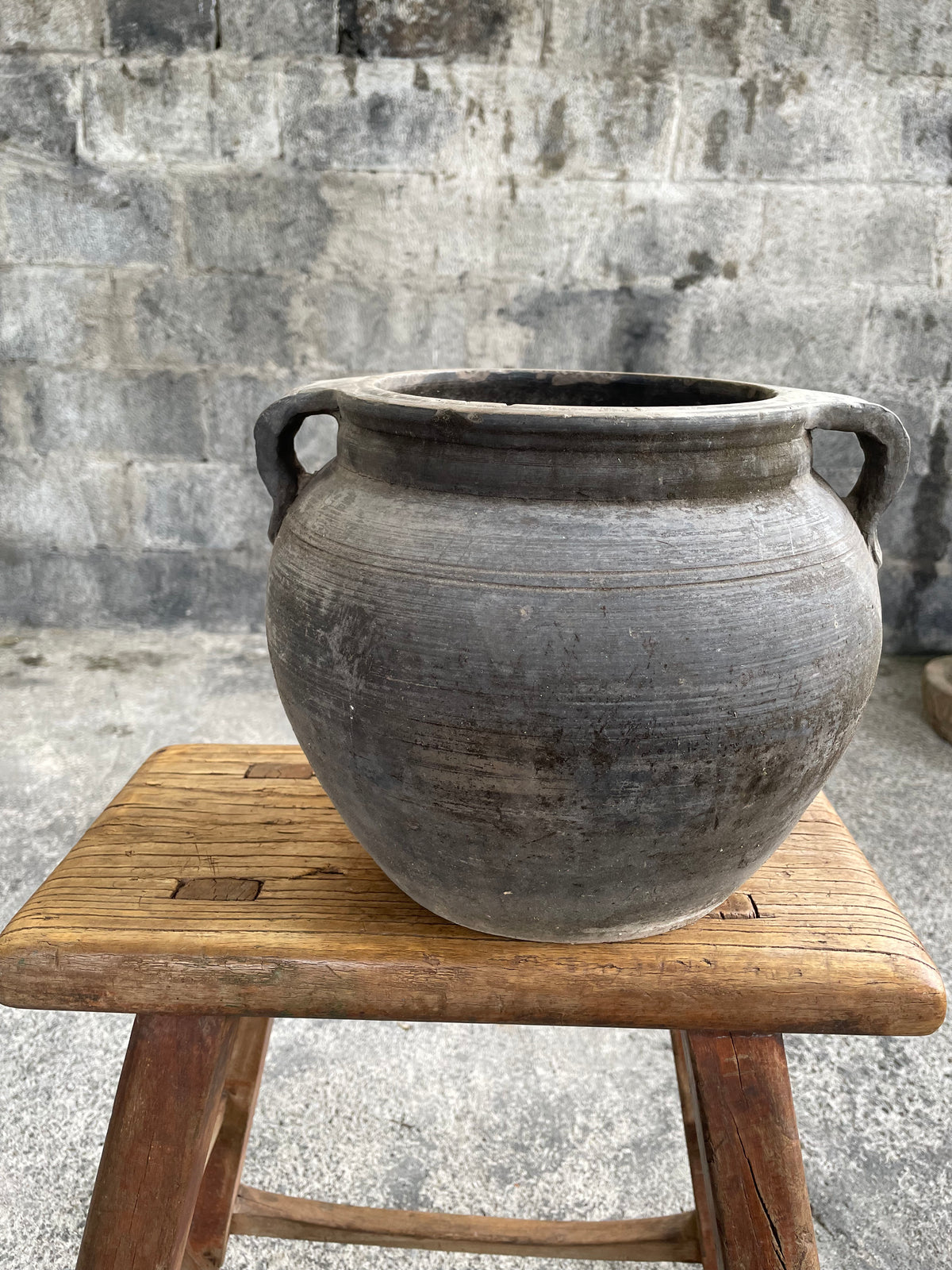 Rustic Chinese Two-Handle Pottery Jars | Wabi-Sabi Decor
