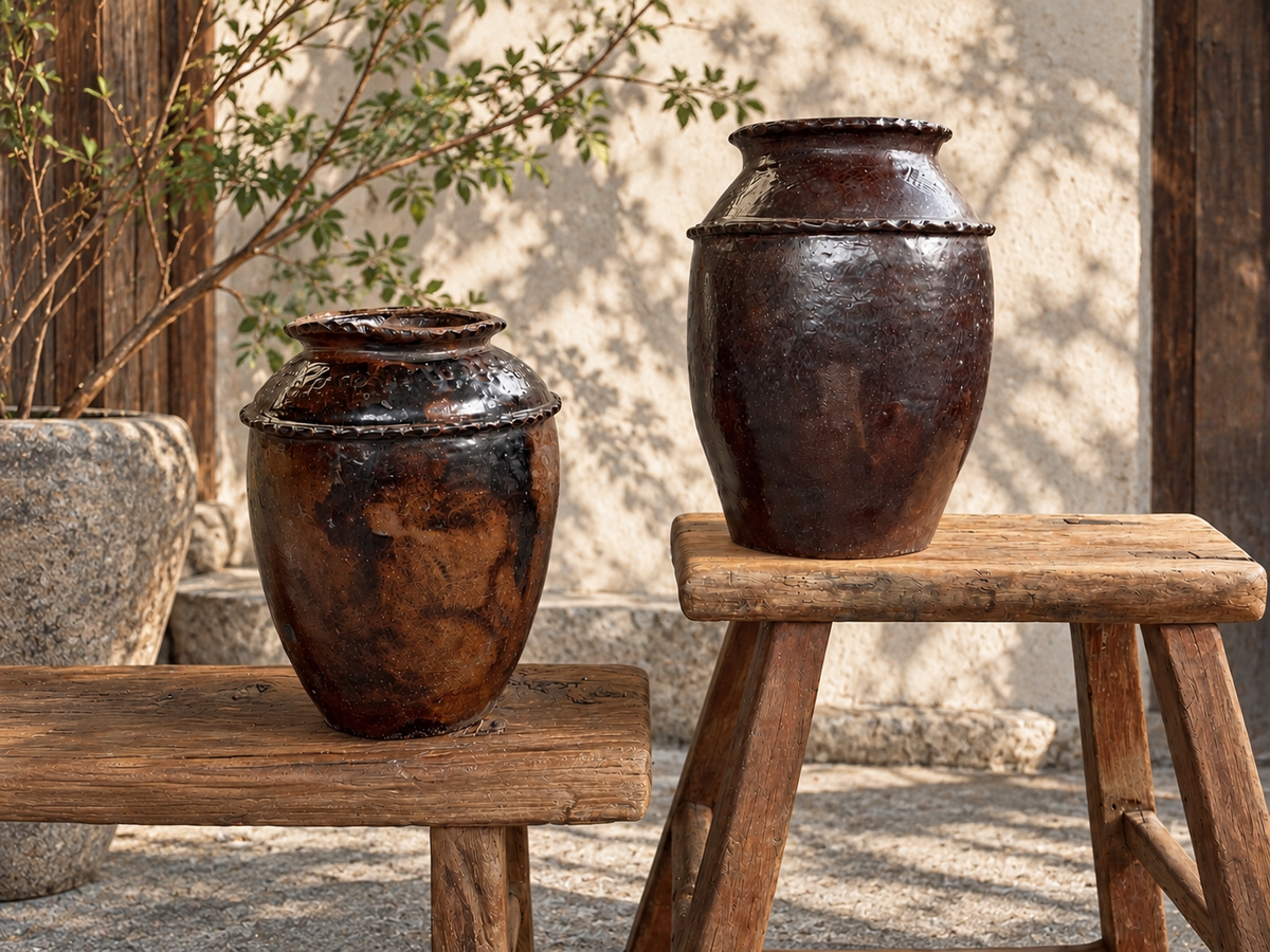 Vintage Chinese Brown Glazed Pottery Jar-One-of-a-Kind Rural Vessel