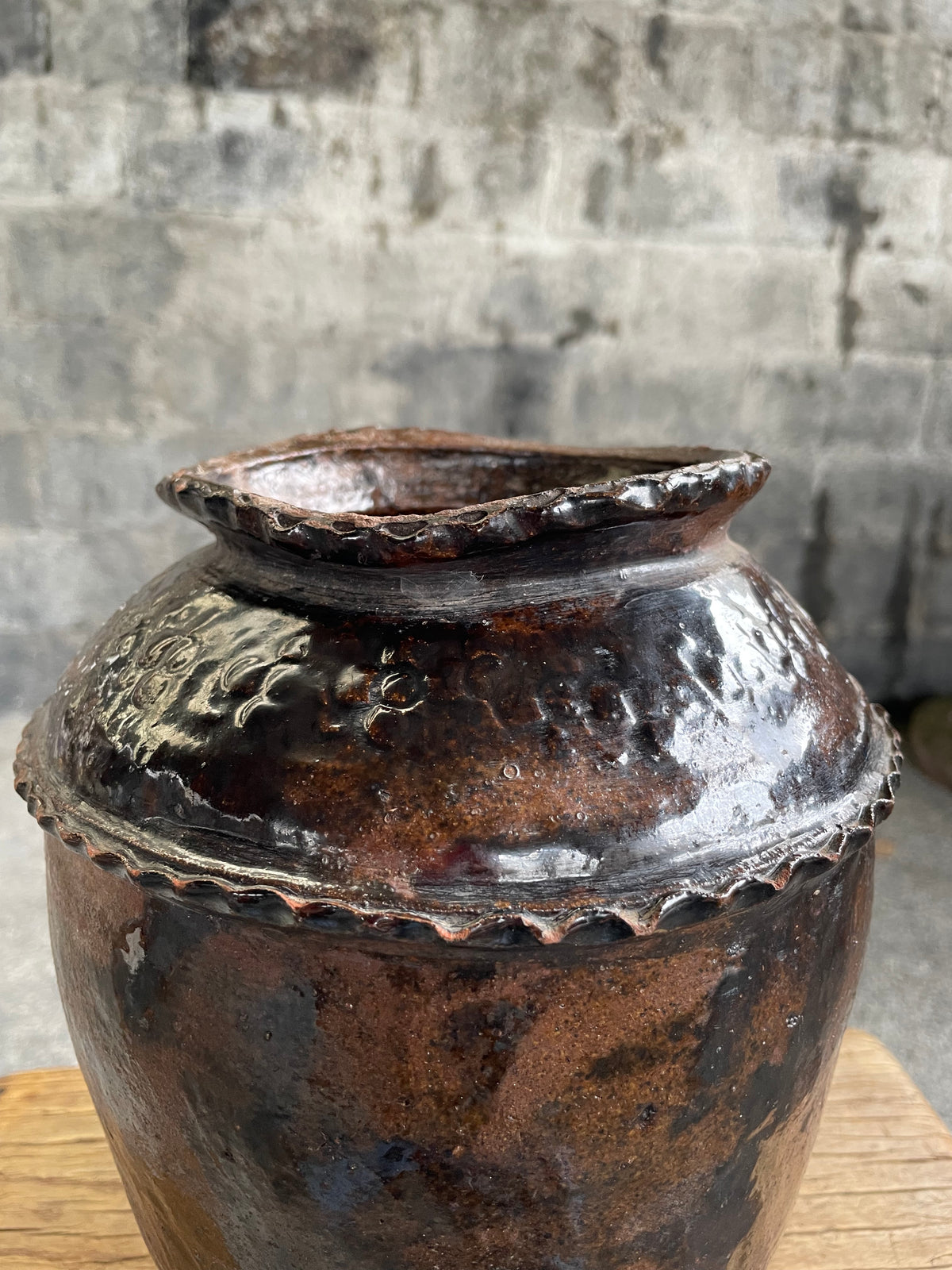 Vintage Chinese Brown Glazed Pottery Jar-One-of-a-Kind Rural Vessel