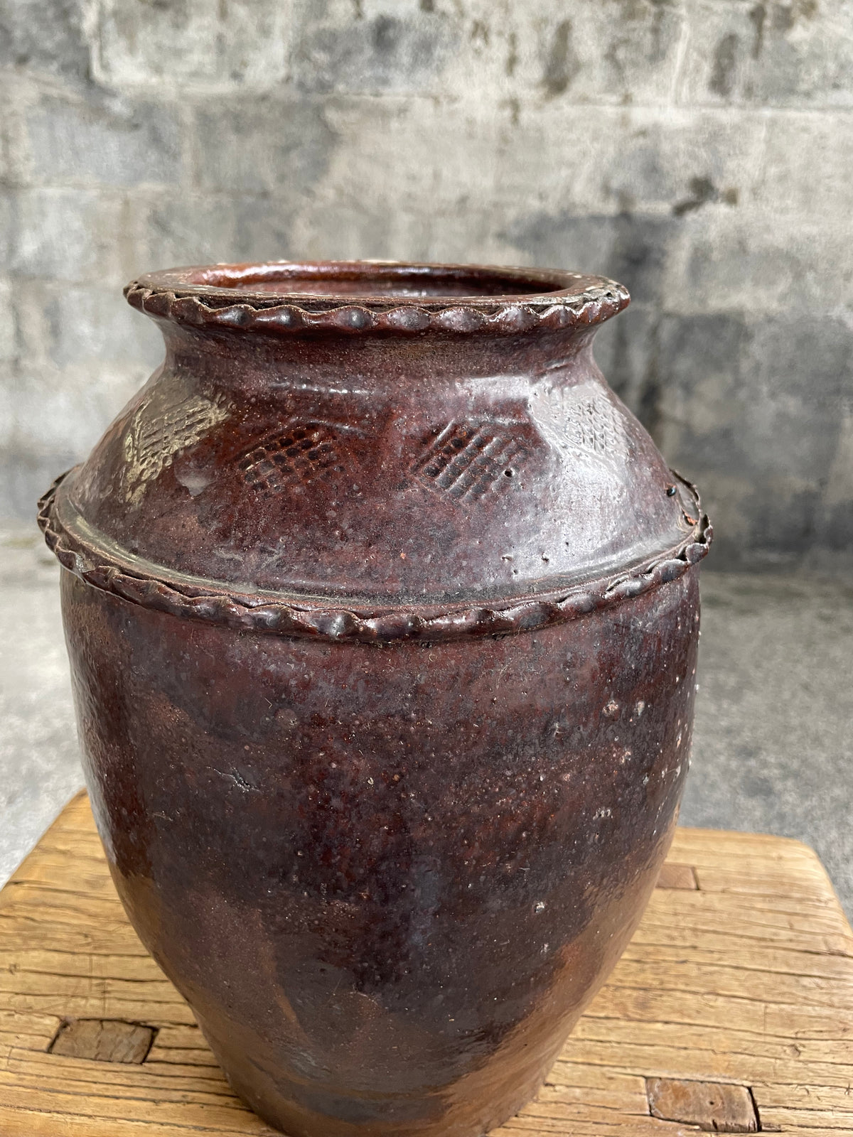 Vintage Chinese Brown Glazed Pottery Jar-One-of-a-Kind Rural Vessel