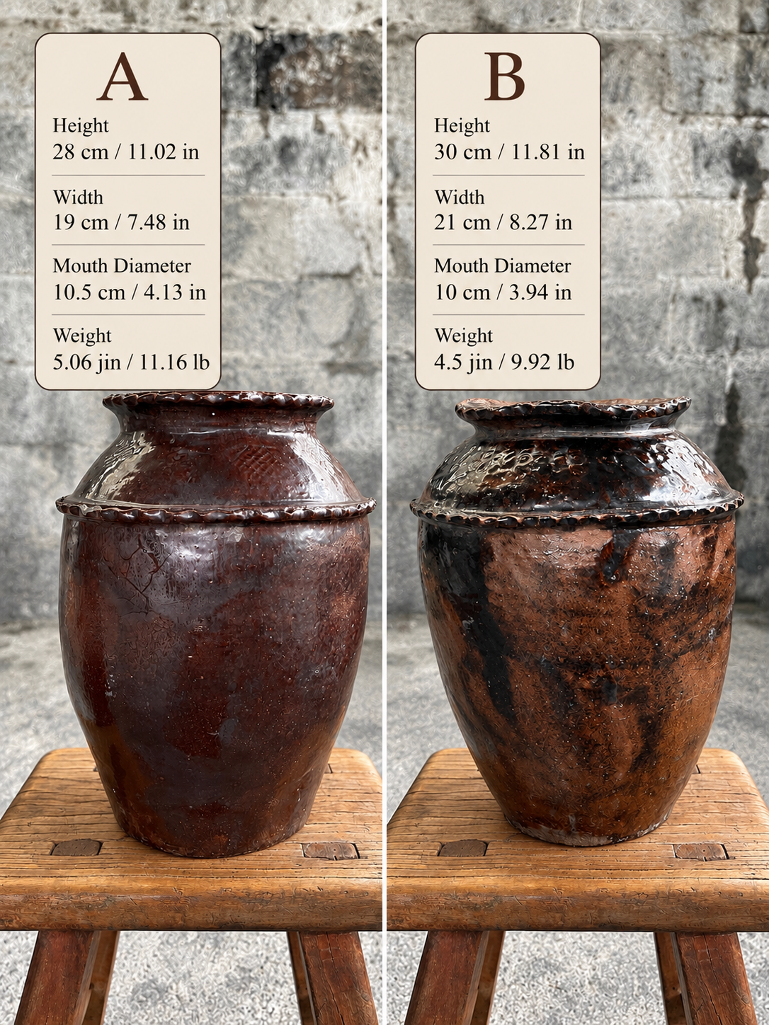 Vintage Chinese Brown Glazed Pottery Jar-One-of-a-Kind Rural Vessel