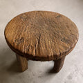 Antique Chinese Elm Low Stool | Wabi-Sabi Rustic Wooden Stool & Display Stand
