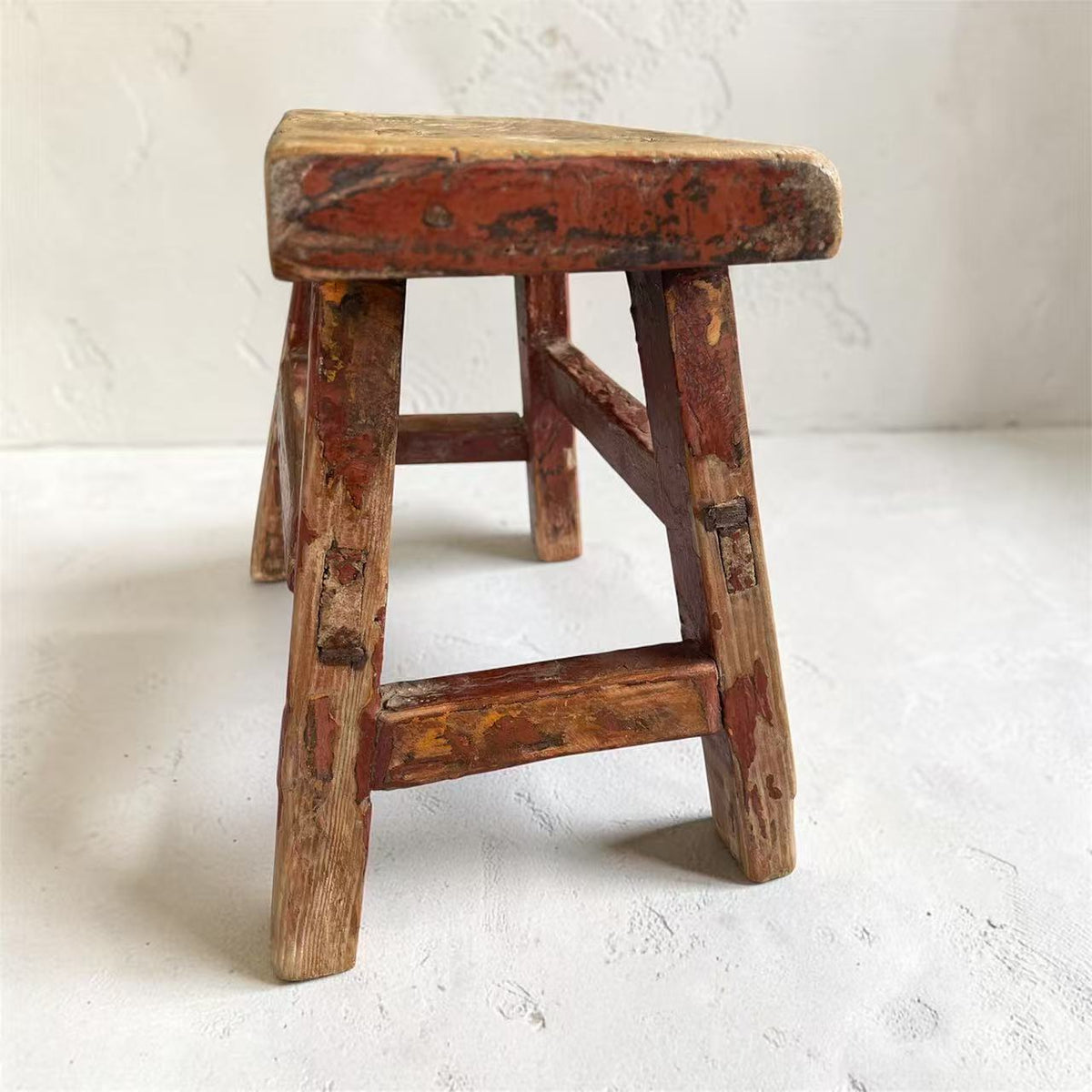 Vintage Chinese Elm Low Stools | Wabi-Sabi Rustic Wooden Stools