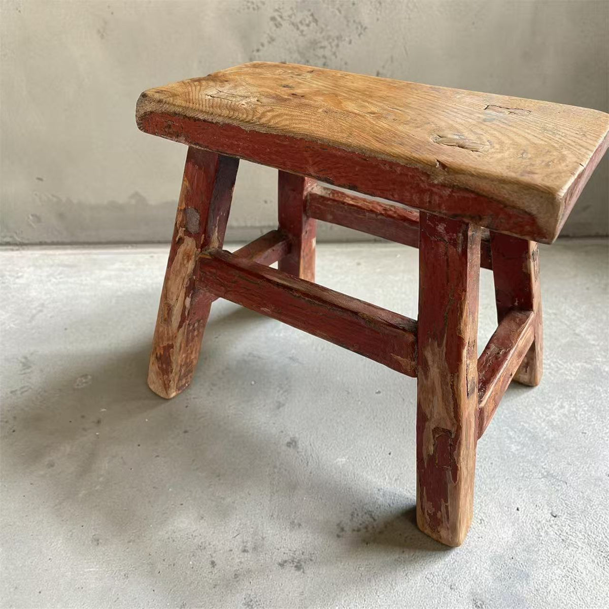 Vintage Chinese Elm Low Stools | Wabi-Sabi Rustic Wooden Stools