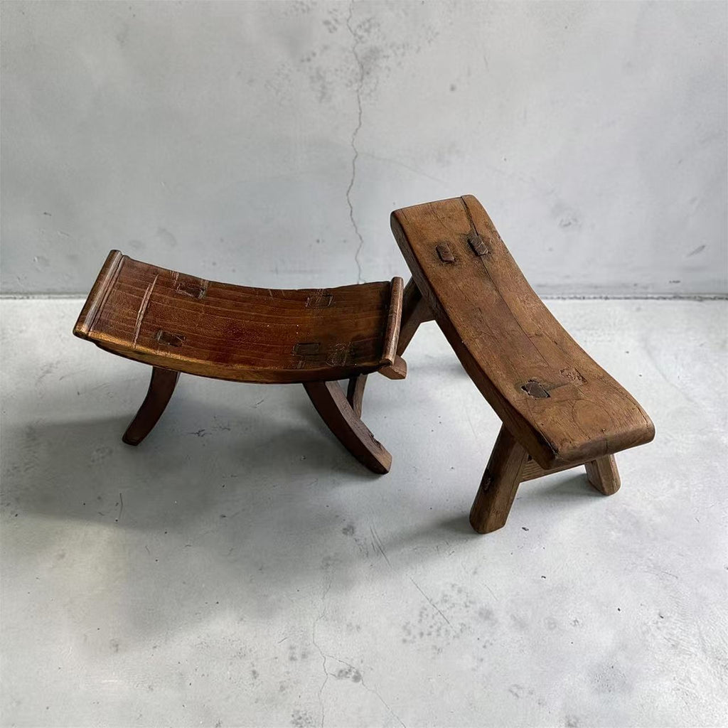 Antique Chinese Wooden Headrest | Vintage Wooden Pillow • Wabi-Sabi Folk Art