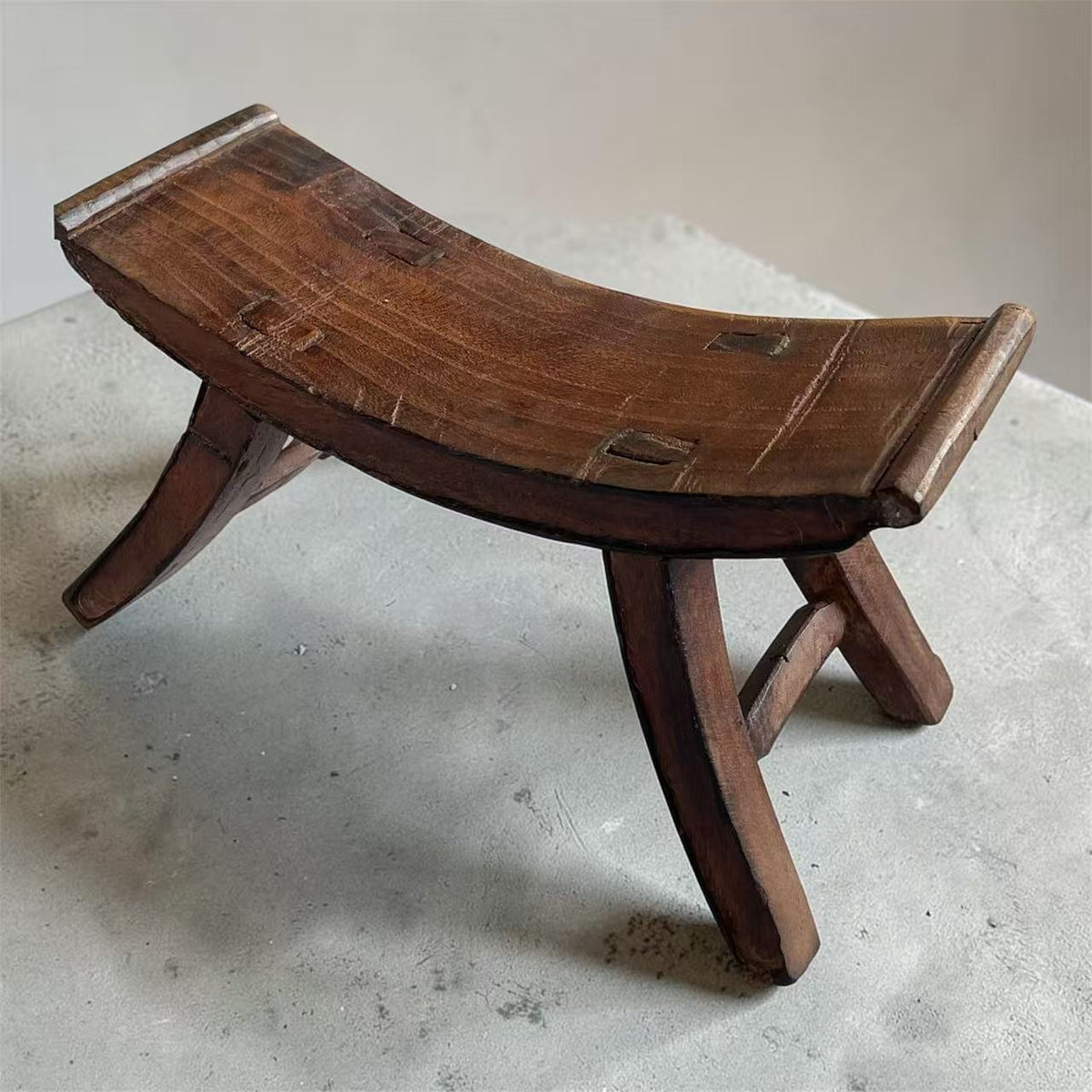 Antique Chinese Wooden Headrest | Vintage Wooden Pillow • Wabi-Sabi Folk Art