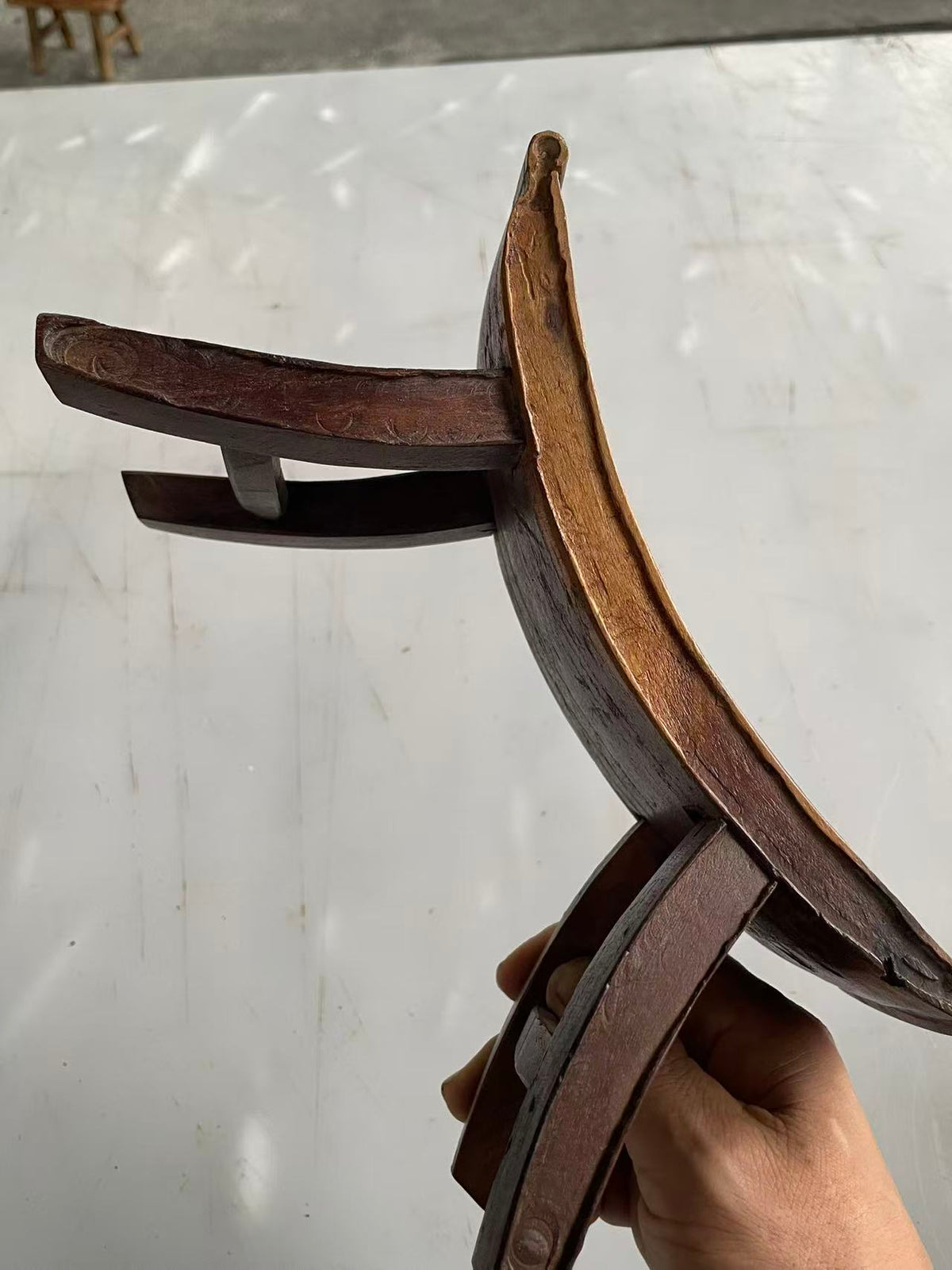 Antique Chinese Wooden Headrest | Vintage Wooden Pillow • Wabi-Sabi Folk Art