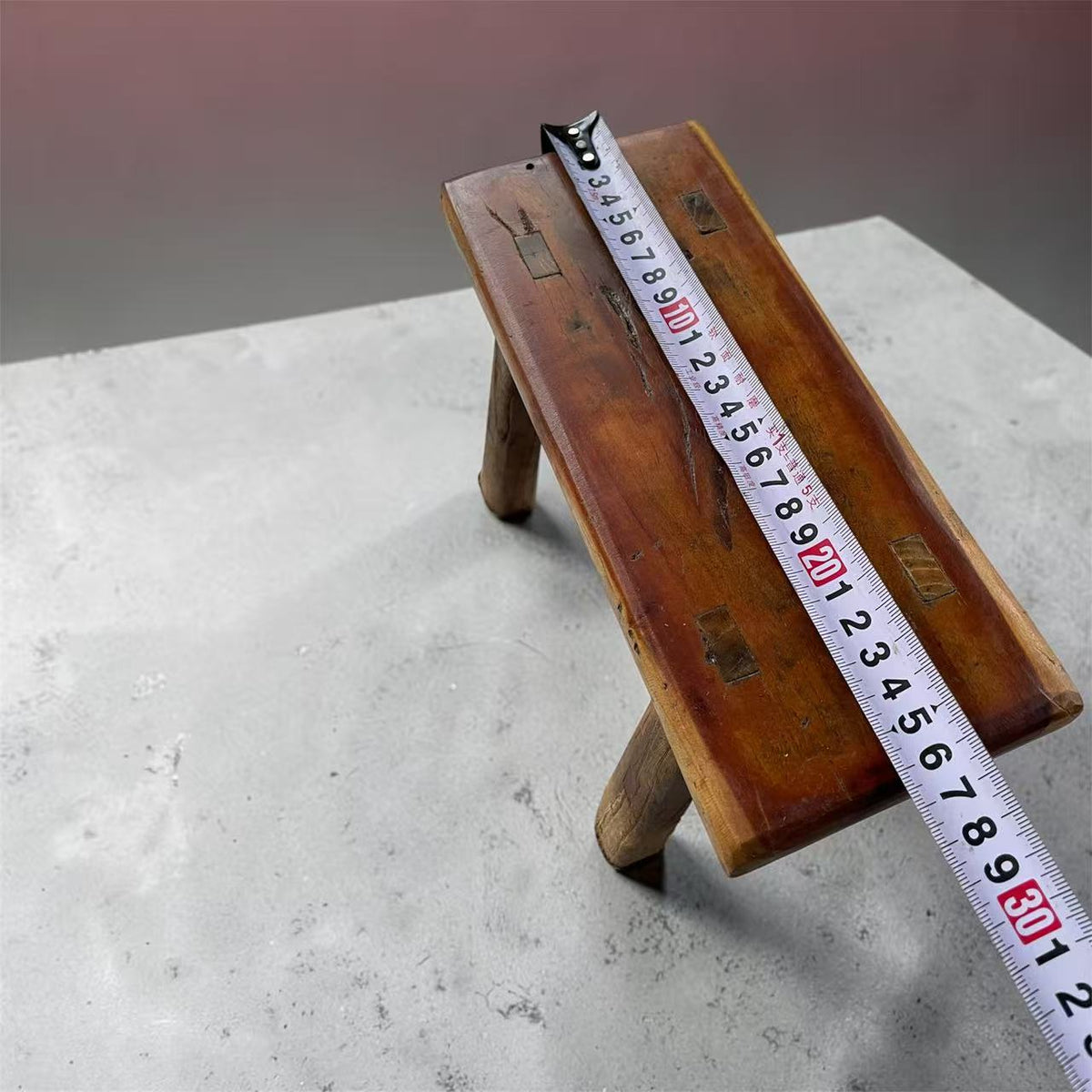 Vintage Chinese Elm Low Bench | Wabi-Sabi Rustic Wooden Stool