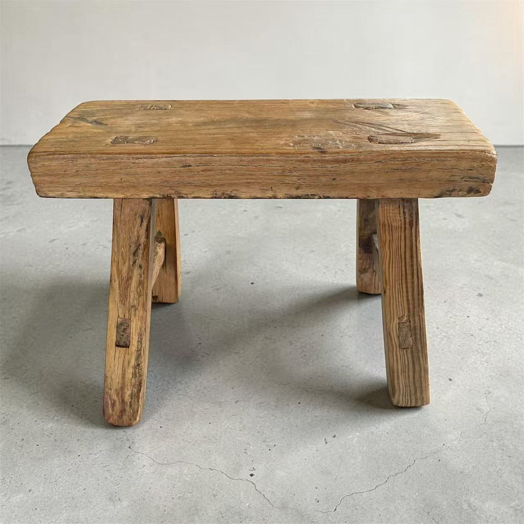 Vintage Chinese Elm Wood Stool - One of a Kind