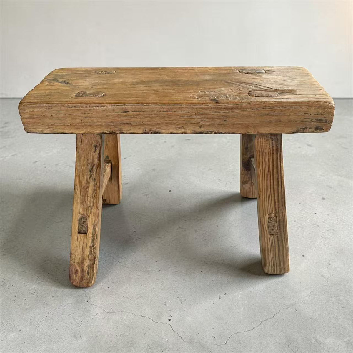 Vintage Chinese Elm Wood Stool - One of a Kind