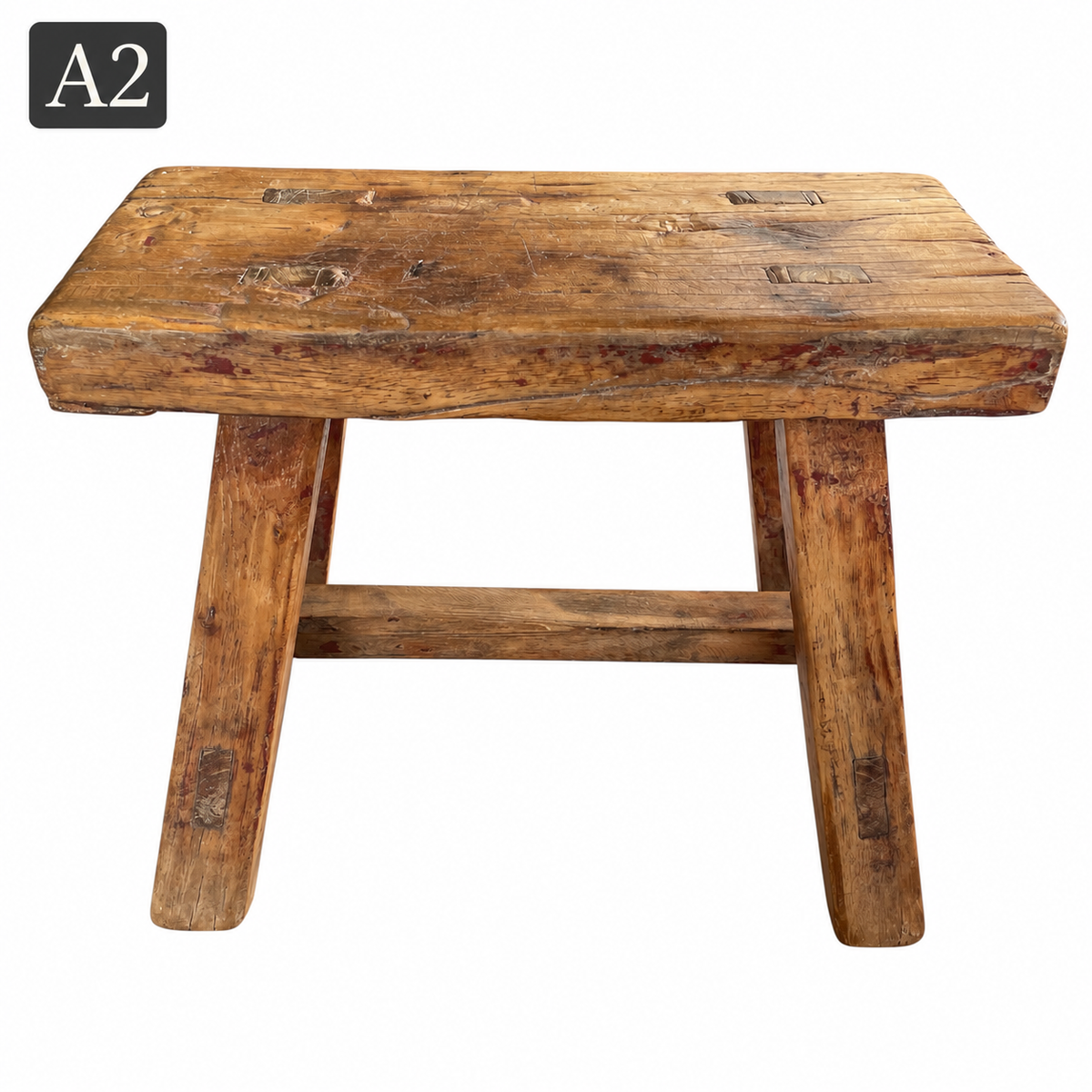 Vintage Chinese Elm Wood Stools - One-of-a-Kind A & B