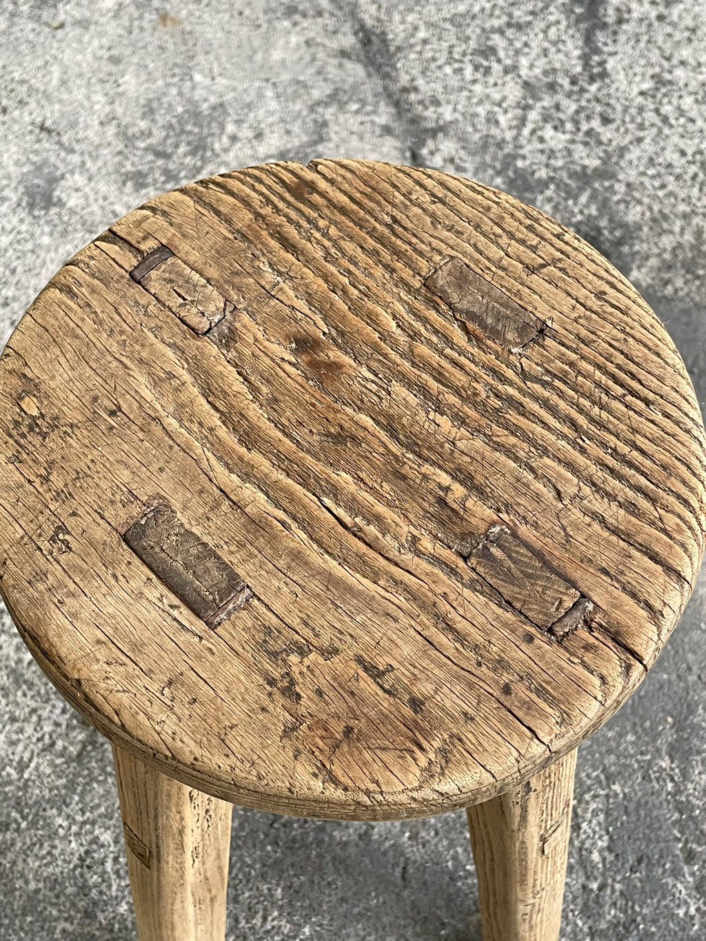 Vintage Chinese Round Wooden Stool - One-of-a-Kind Rural Find